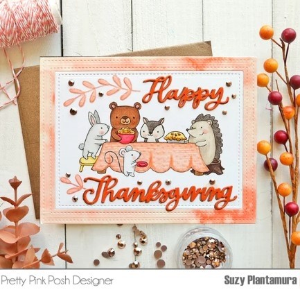 Pretty Pink Posh Thanksgiving Scene Stamp Set