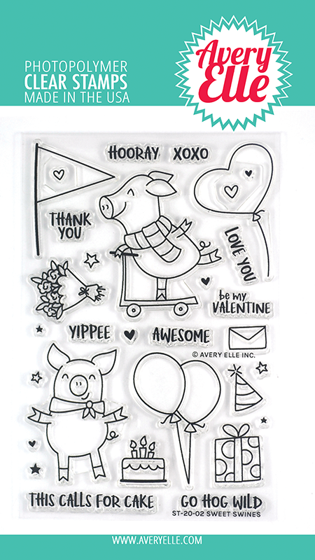 sale - Avery Elle Sweet Swines Clear Stamps and Dies