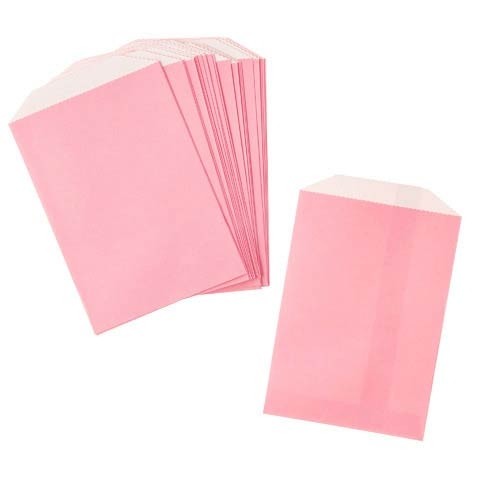 Solid Pink Paper Treat Bag: 3 x 4 inches,  