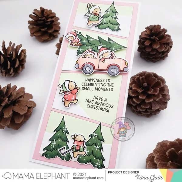 Mama Elephant Tree Picking 4x6 Clear Stamp Set  