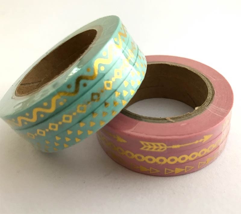 Narrow Graphic Washi Tape Sets - turquoise