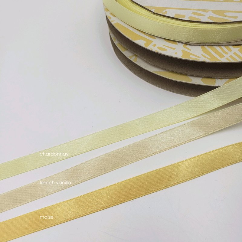 Midori Double Faced Satin 3/8 inch - Shades of Yellow